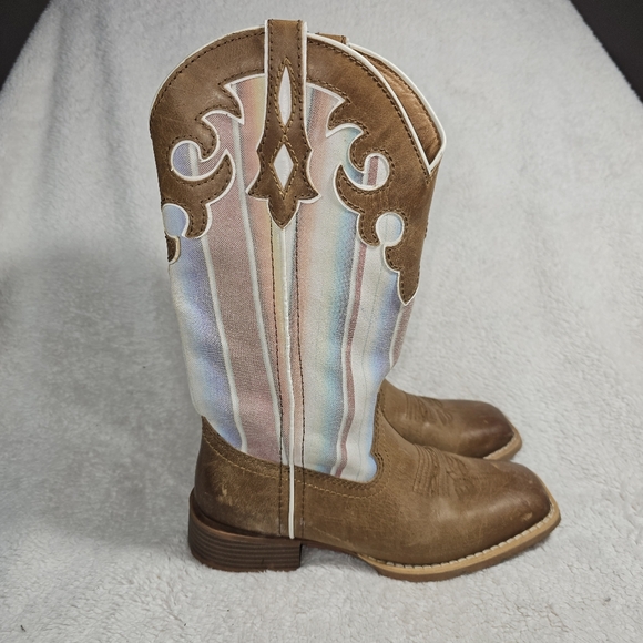 Justin LATTIE WHEAT Womens 6.5B Western Cowboy Boots L2967 Leather Square Toe - Picture 2 of 16